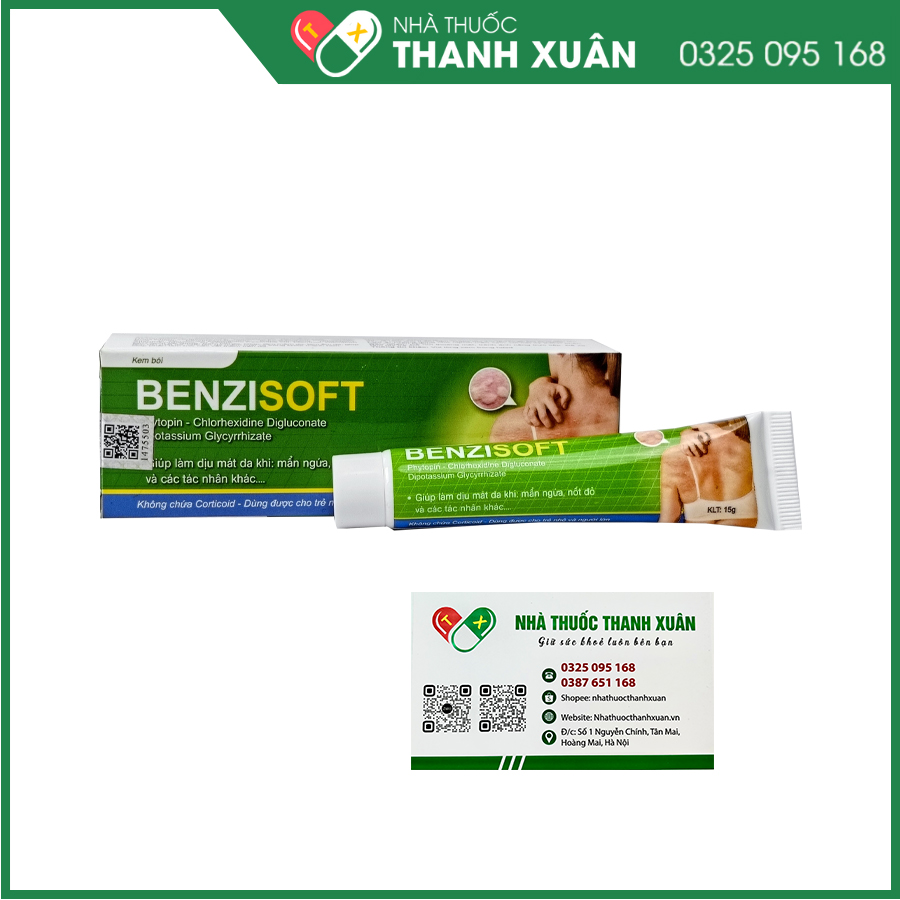 Benzisoft giúp hỗ trợ làm dịu, làm mát da, giảm ngứa, giảm viêm da, hỗ trợ làm mềm và dưỡng ẩm da